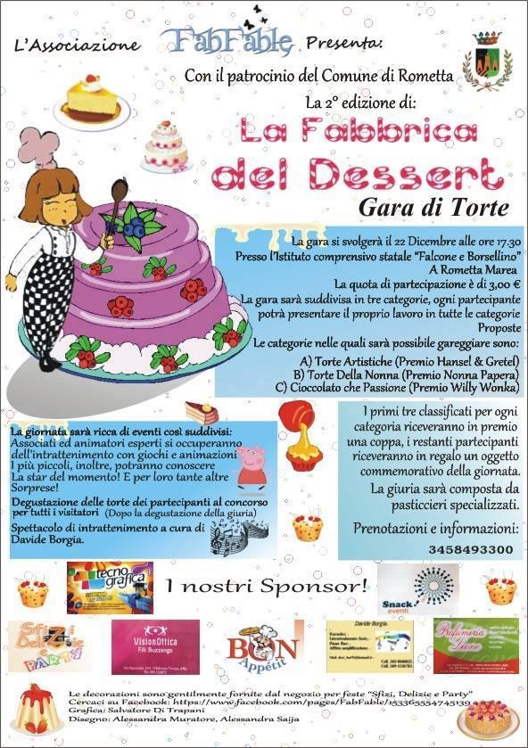 Rometta - Rometta (Me), il 22 dicembre la seconda edizione della gara di torte “La Fabbrica del Dessert”