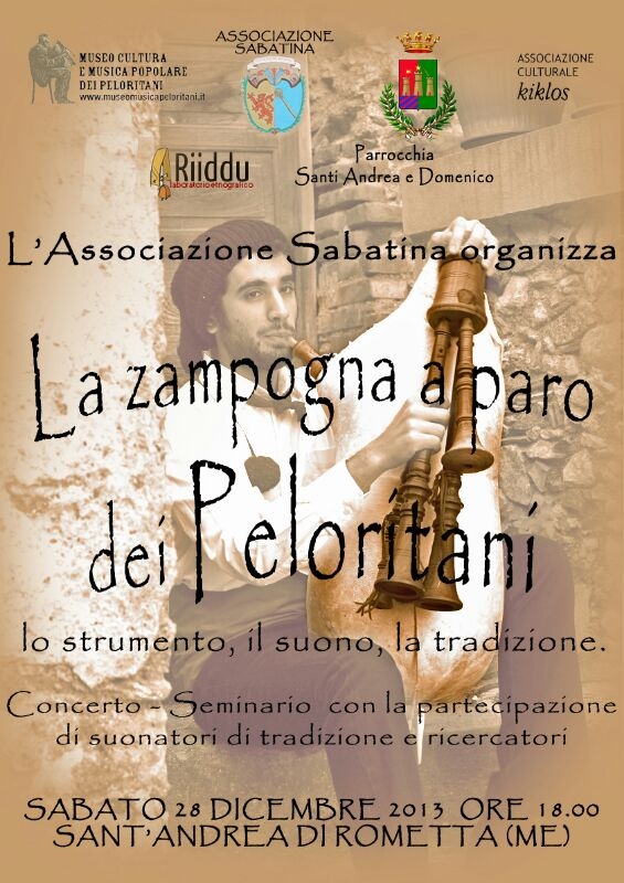 Rometta - Sant’Andrea di Rometta (Me): il 28 dicembre “La Zampogna a paro dei Peloritani”, concerto-seminario incentrato sullo strumento simbolo del Natale
